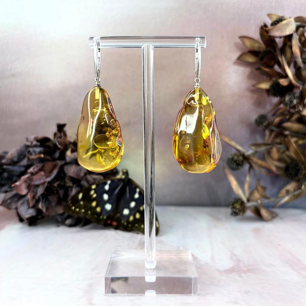 Freeform Natural Amber Earrings