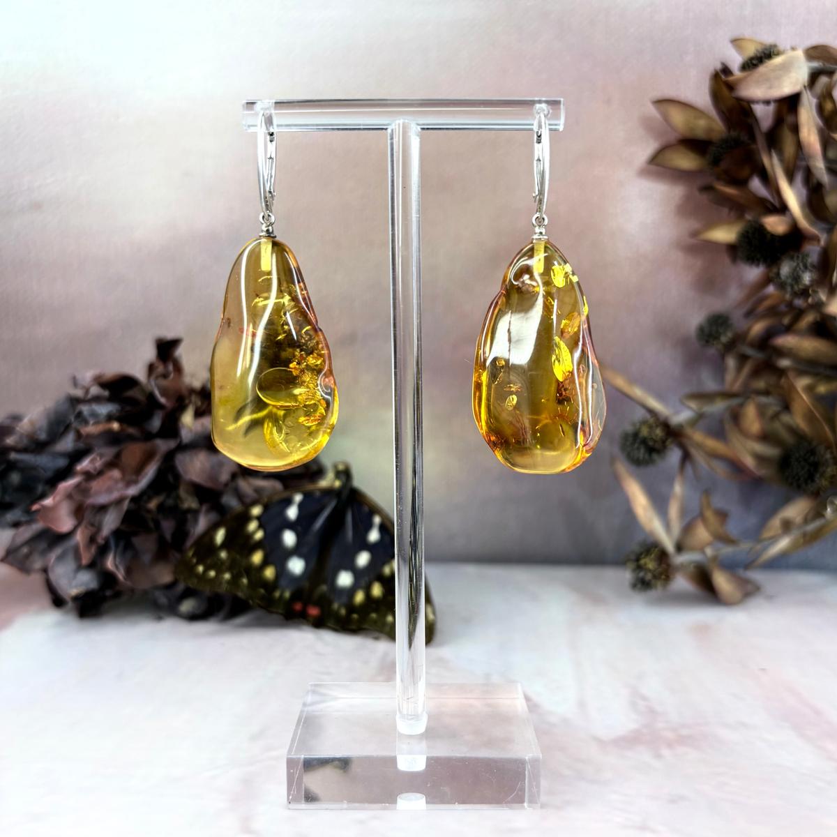 Freeform Natural Amber Earrings