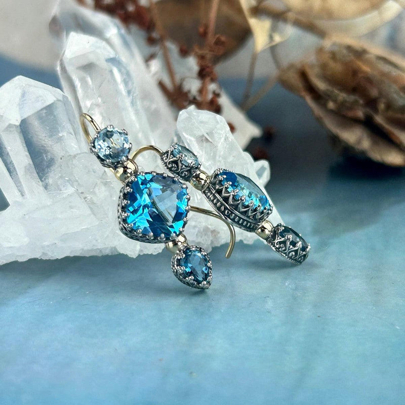 Antique Design Blue Gemstone Earrings