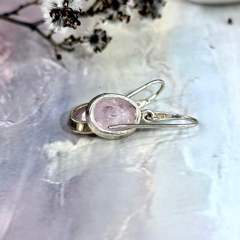Pink Crystal Silver Earrings