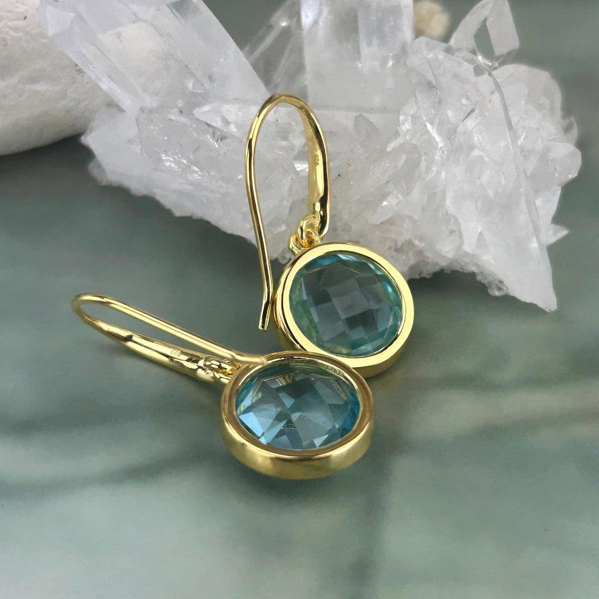 Topaz In Gold Earrings