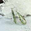 Prehnite With Epidote Elongated Teardrop Drop Earrings