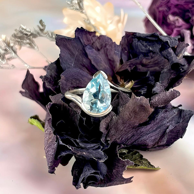 Assorted Gemstone Teardrop Cut Wave Ring