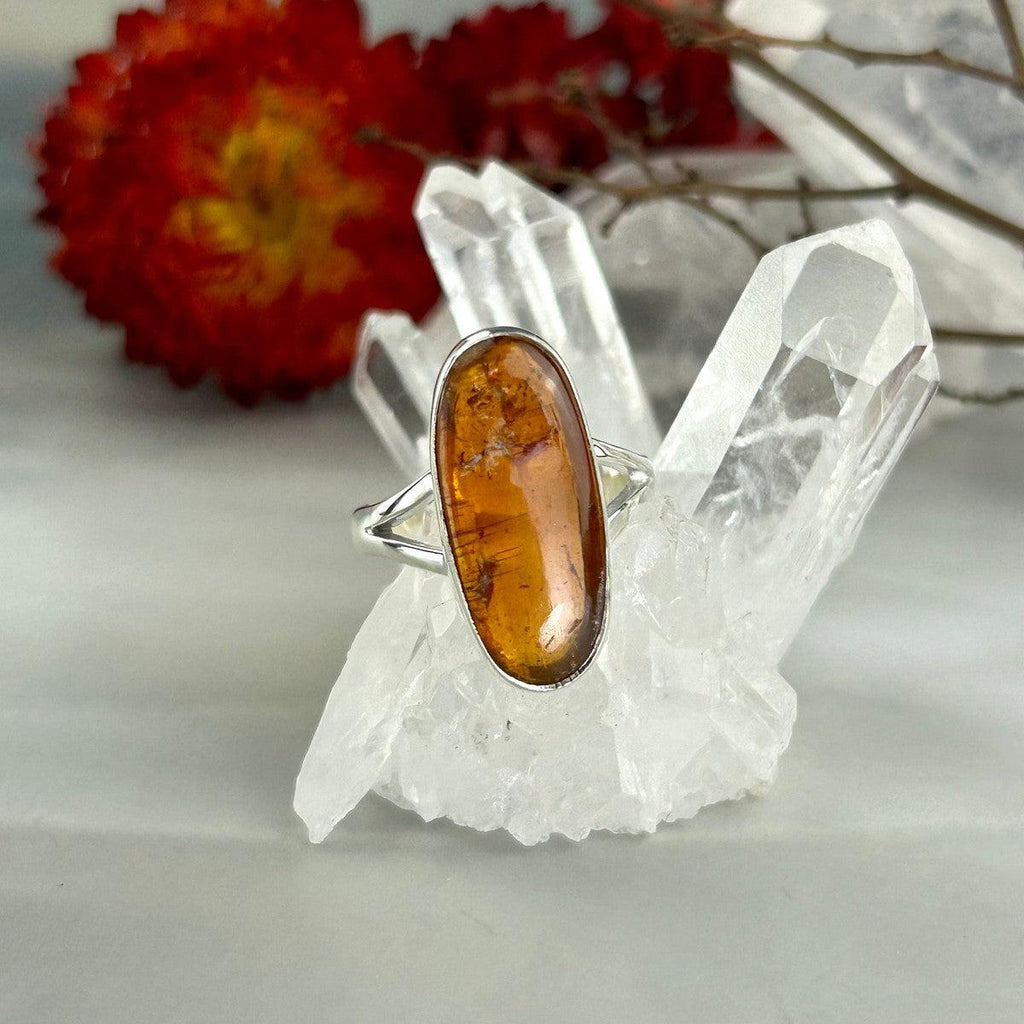 Orange Kyanite In Silver Ring