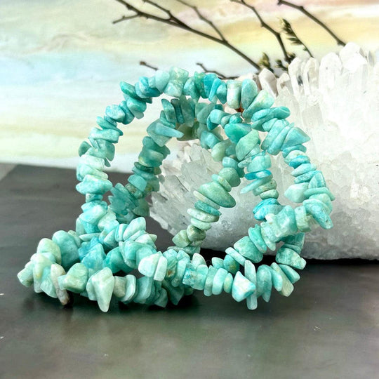 Amazonite Chip Bead Crystal Bracelet