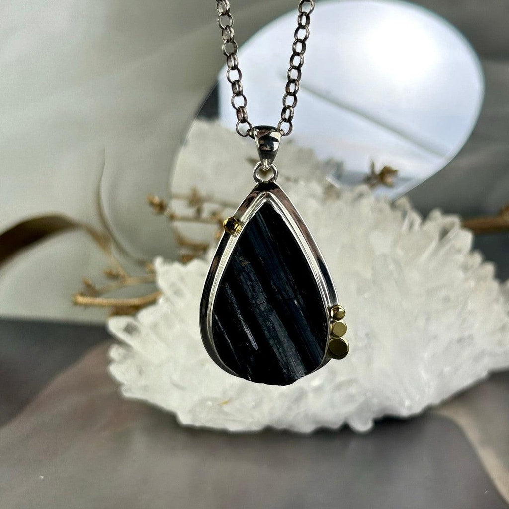 Black Tourmaline Raw Assorted Shape Pendants