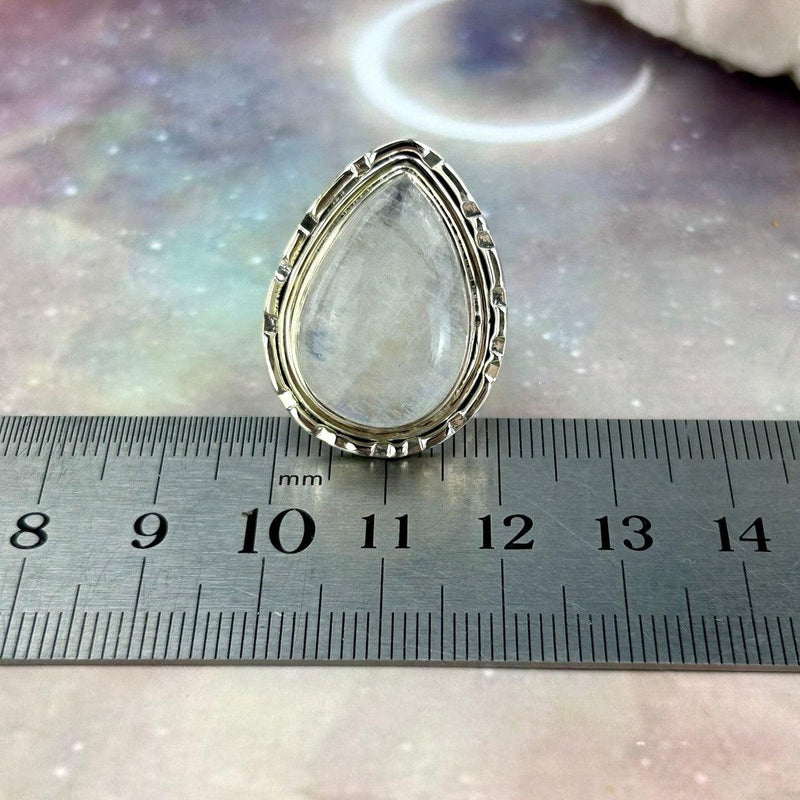 White Labradorite Silver Ring