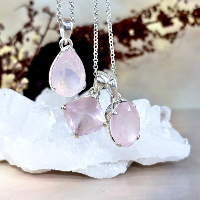 Rose Quartz Silver Pendant