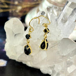 Black Crystal Gold Earrings