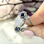 Rainbow Moonstone & Iolite Ornate Ring