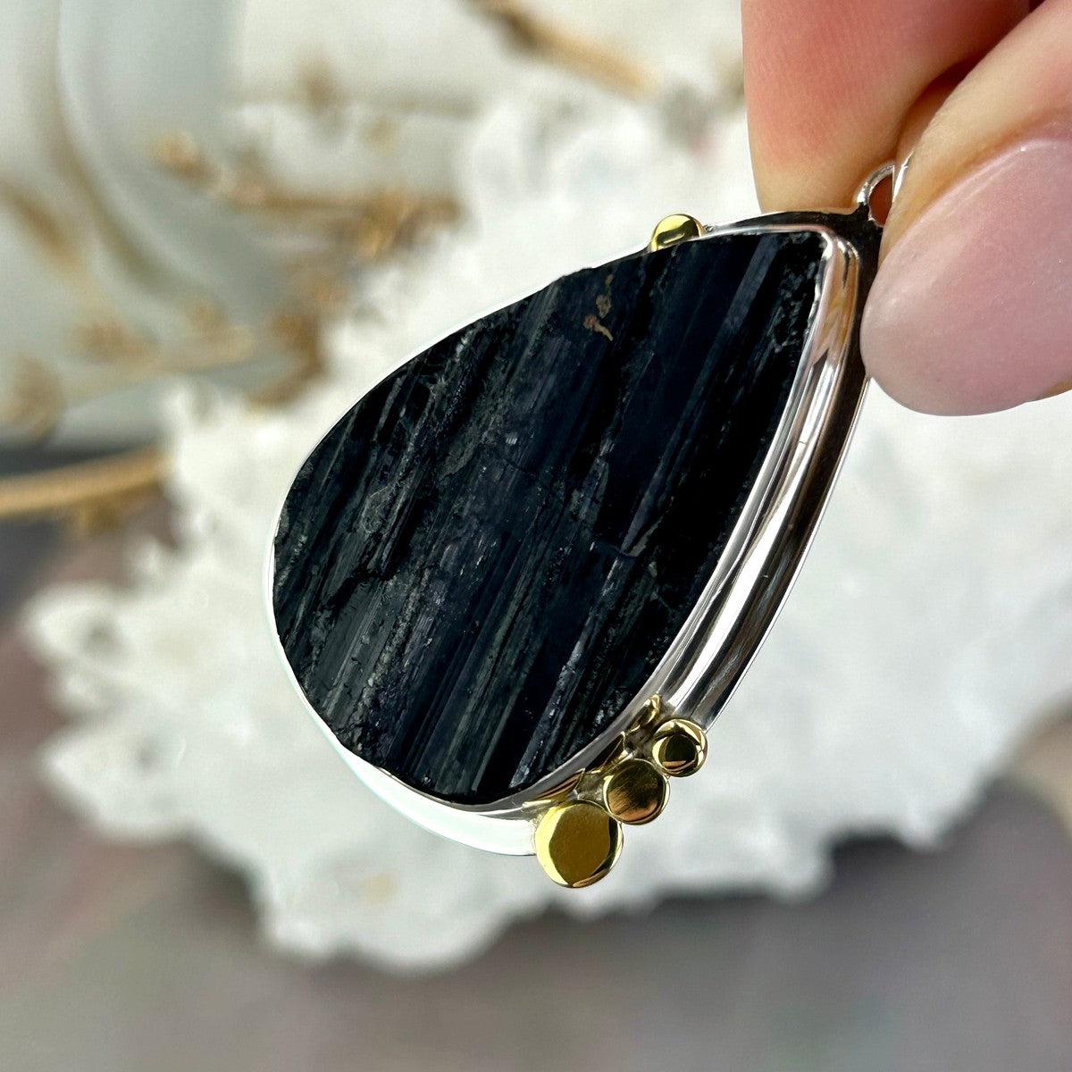 Black Tourmaline Raw Assorted Shape Pendants
