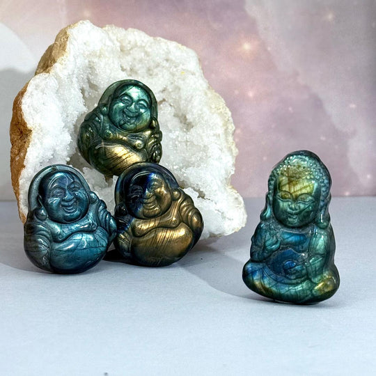 Labradorite Hand Carved Buddha Figures/Pendants
