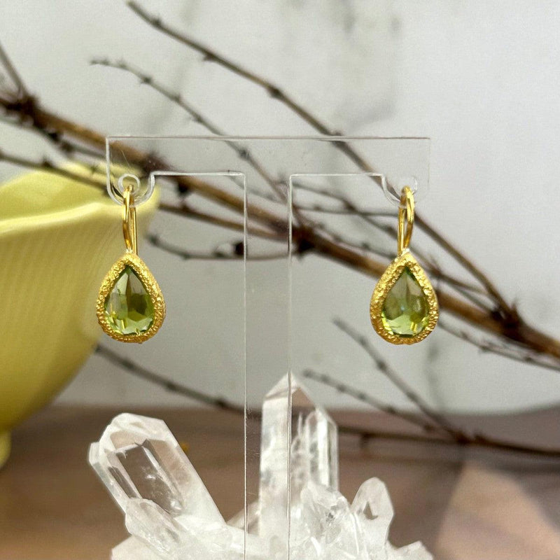 Green Crystal Gold Earrings