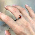 Baltic Cognac Amber Oval Triquetra Ring