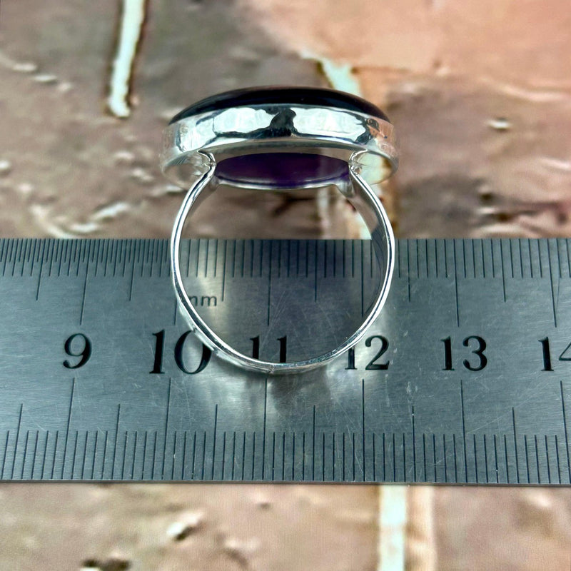Beaten Sterling Silver Crystal Ring