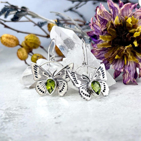 Peridot Butterfly Drop Earrings