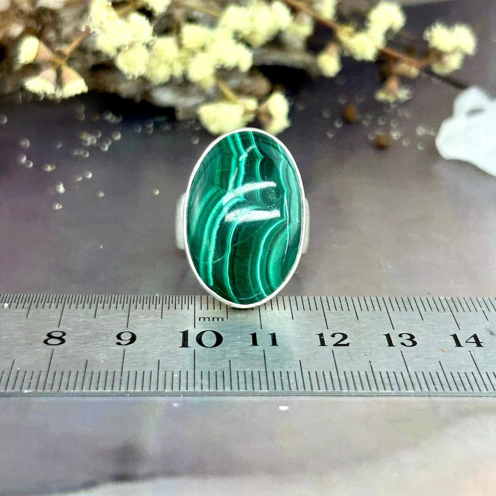 Green Crystal Sterling Silver Ring