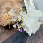 Purple Crystal Gold Drop Earrings