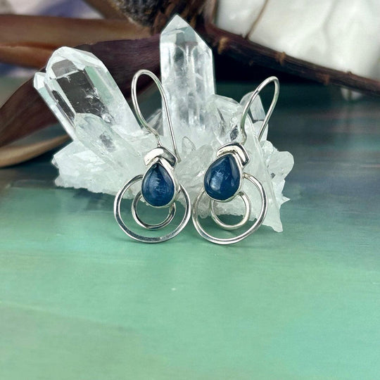 Kyanite Double Hoop Drop Earrings