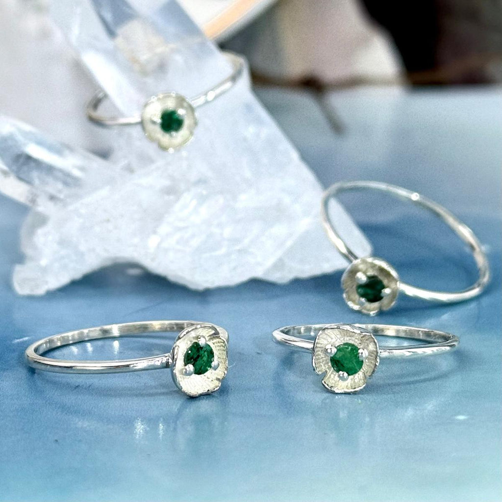 Flower Design Emerald Ring