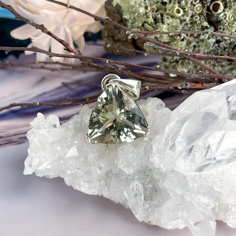 Green Amethyst Trillion Pendant