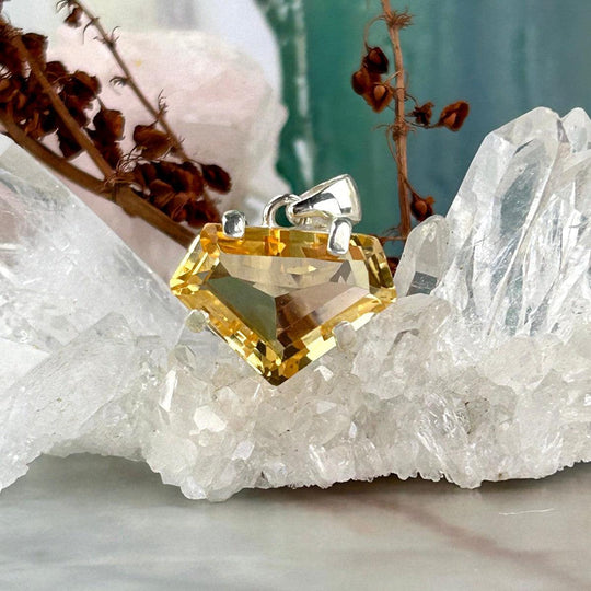 Citrine Diamond Shape Faceted Pendant