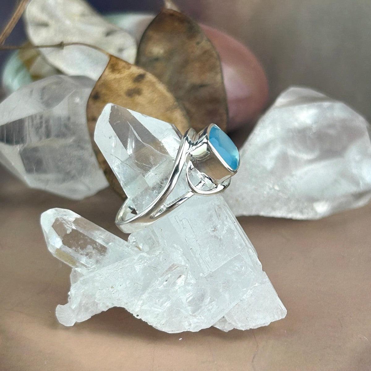 Princess Cut Chalcedony Crystal Ring