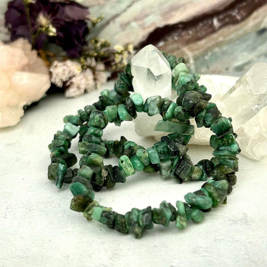 Emerald Chip Bead Crystal Bracelet
