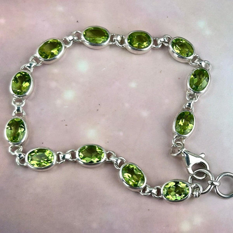 Green Gemstone Silver Bracelet