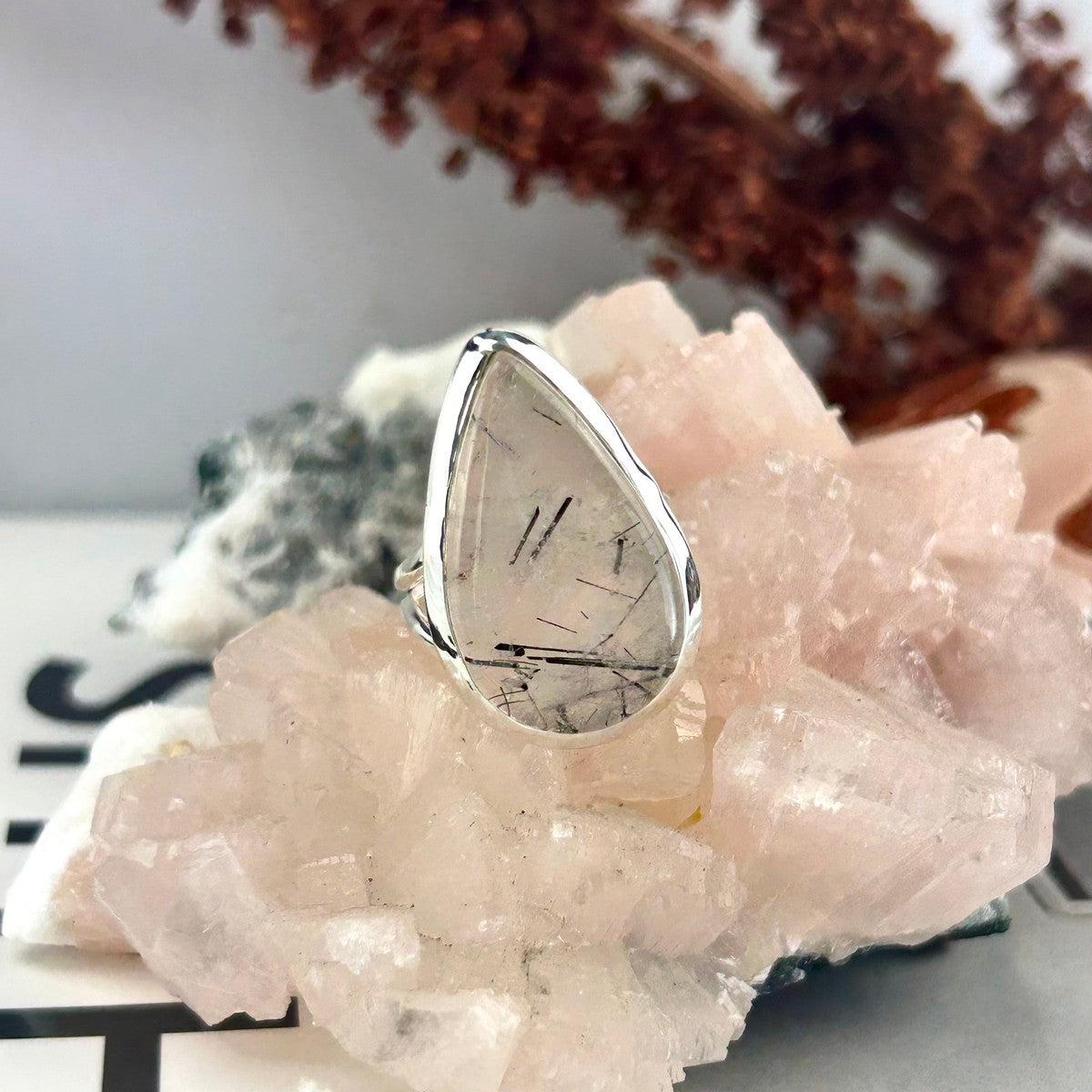Black Tourmaline In Quartz Ring