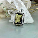 Smokey Lemon Quartz with Phantom Inclusions Rectangle Ornate Pendants