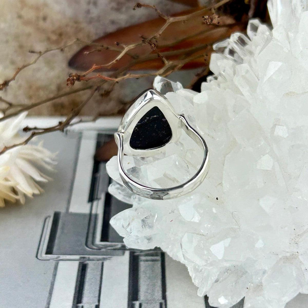 Hammered Silver Crystal Ring