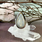 Rainbow Moonstone Teardrop Ring