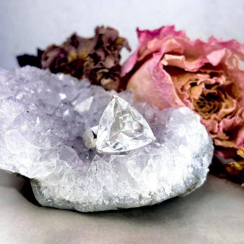 Trillion Cut Quartz Ring