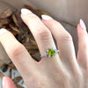 Peridot & Cubic Zirconia Diamond Cut Silver Ring