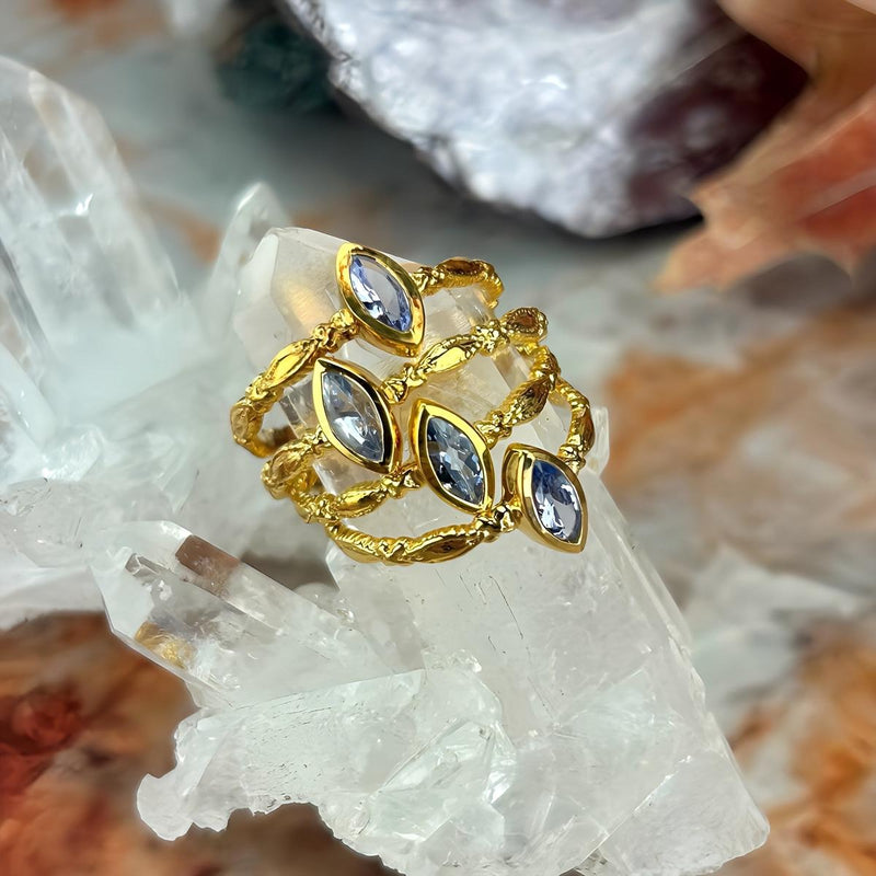 Tanzanite Marquise Cut Gold Ring