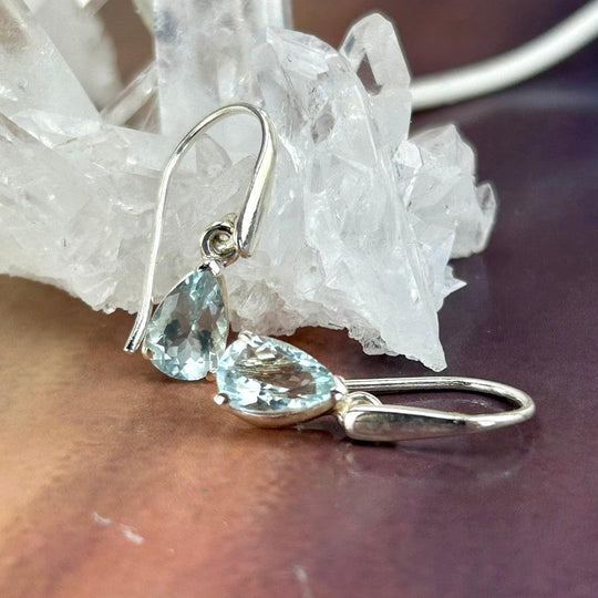 Aquamarine Teardrop Cut Drop Earrings