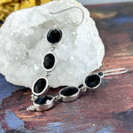 Black Onyx Oval Triple Drop Earrings