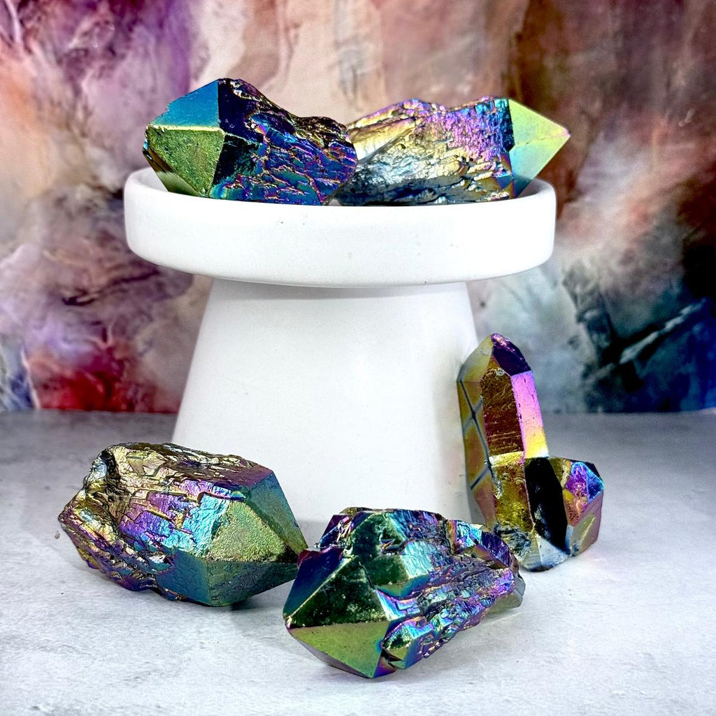 Titanium Rainbow Aura Quartz Point