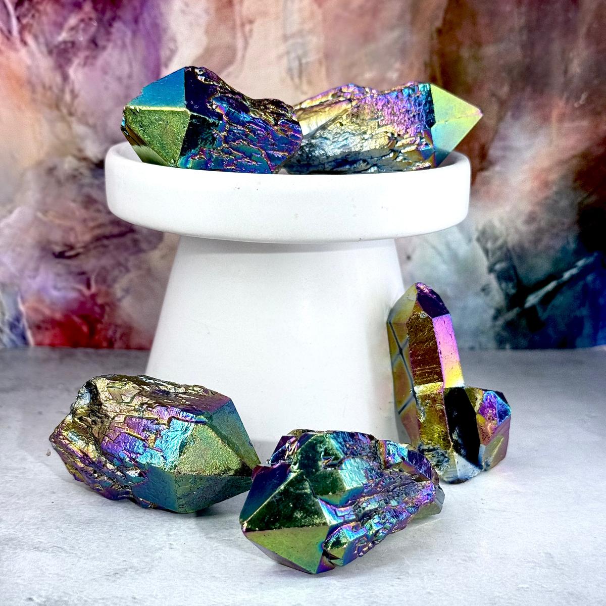 Titanium Rainbow Aura Quartz Point