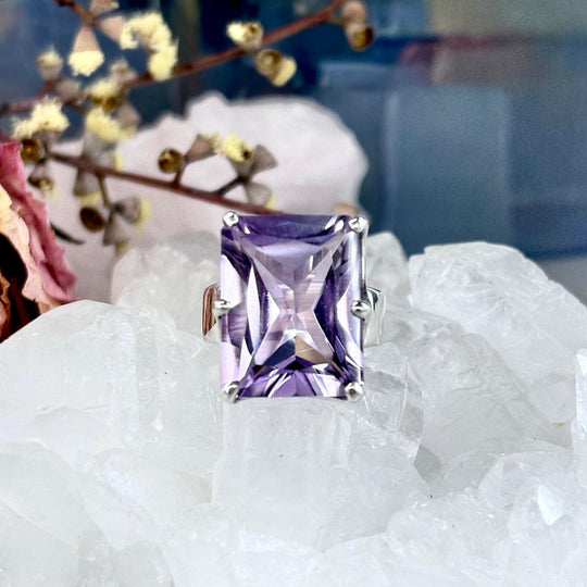 Amethyst Princess Cut Large Ring