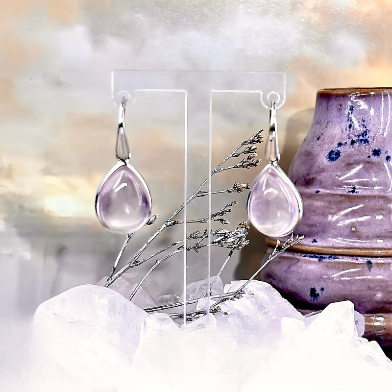 Pale Pink Crystal Drop Earrings