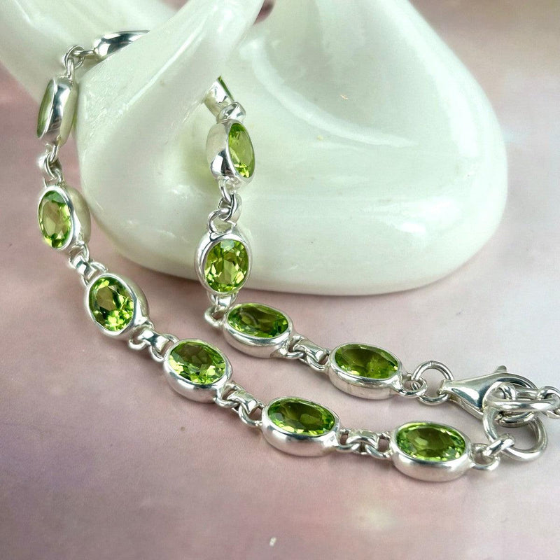 Peridot Gemstone Sterling Silver Bracelet