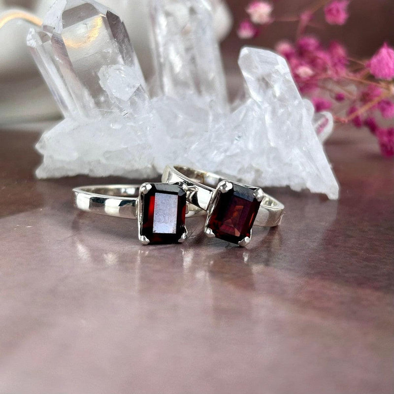 Garnet Emerald Cut Ring