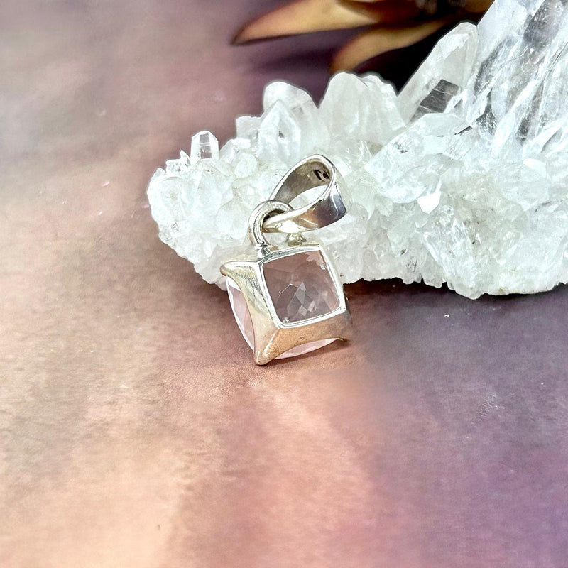 Rose Quartz Silver Pendant