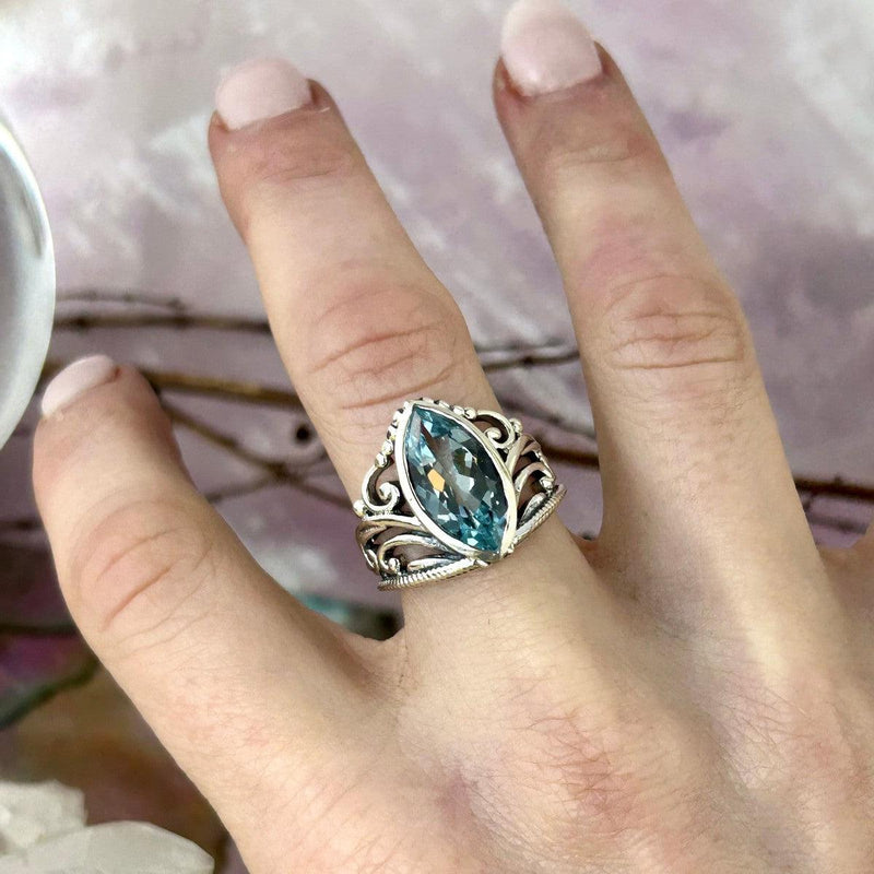 Blue Topaz Filigree Ring