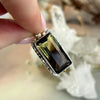 Smokey Lemon Quartz with Phantom Inclusions Rectangle Ornate Pendants