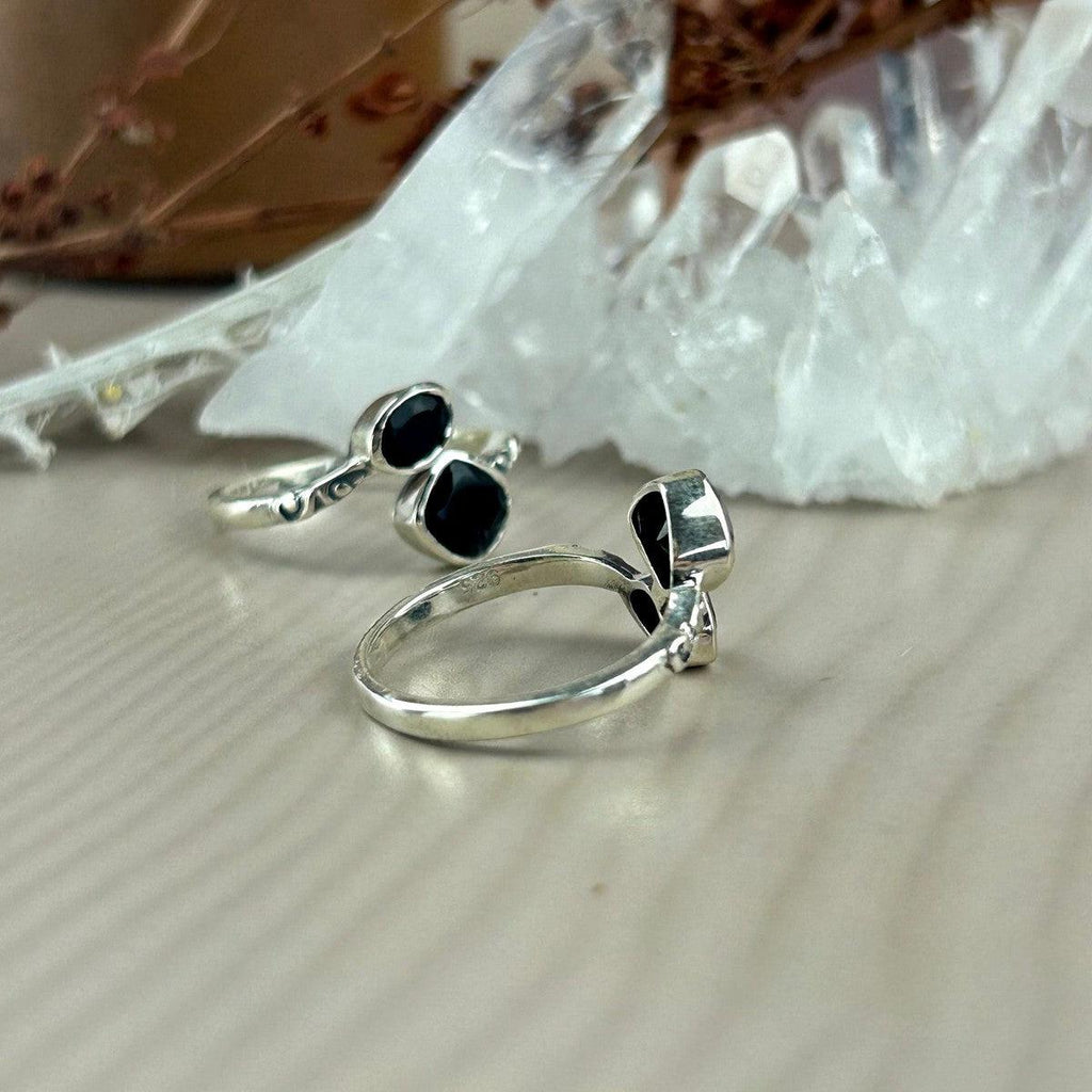 Black Gemstone Sterling Silver Ring