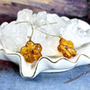 Etched Amber Flower Earrings