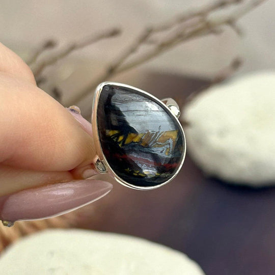 Tiger Iron Teardrop Ring